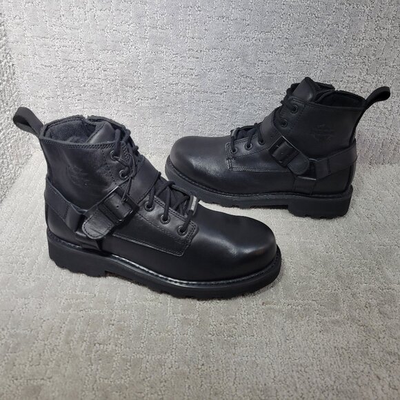 Harley Davidson Men's Size US 10 Black Leather Moc Toe Motorcycle Riding Boots. - Picture 4 of 10